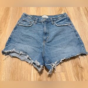 Abercrombie & Fitch Blue Jean Shorts with Frayed Hem